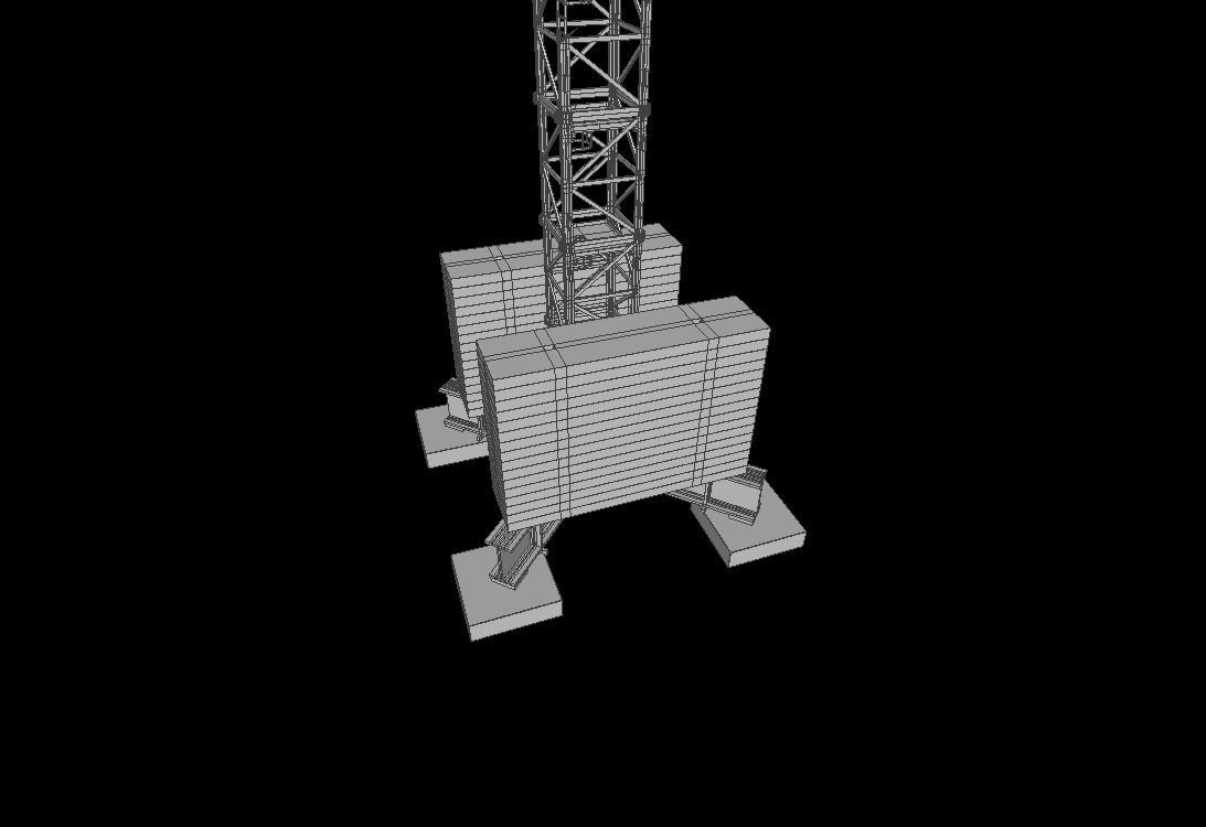 Luffing Jib Tower Crane 2 with External Climbing Frame 3D model_12