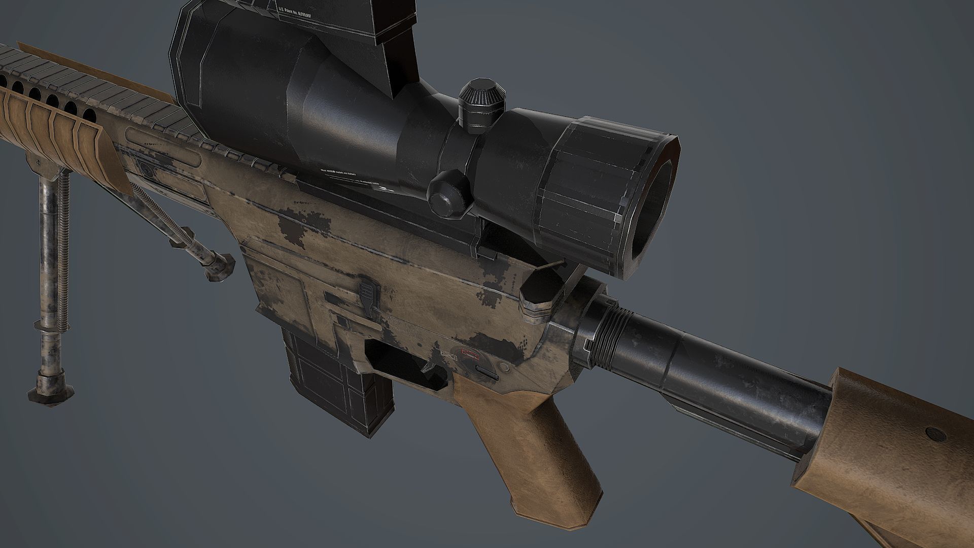 L129A1 rifle with scope Low-poly 3D model_8