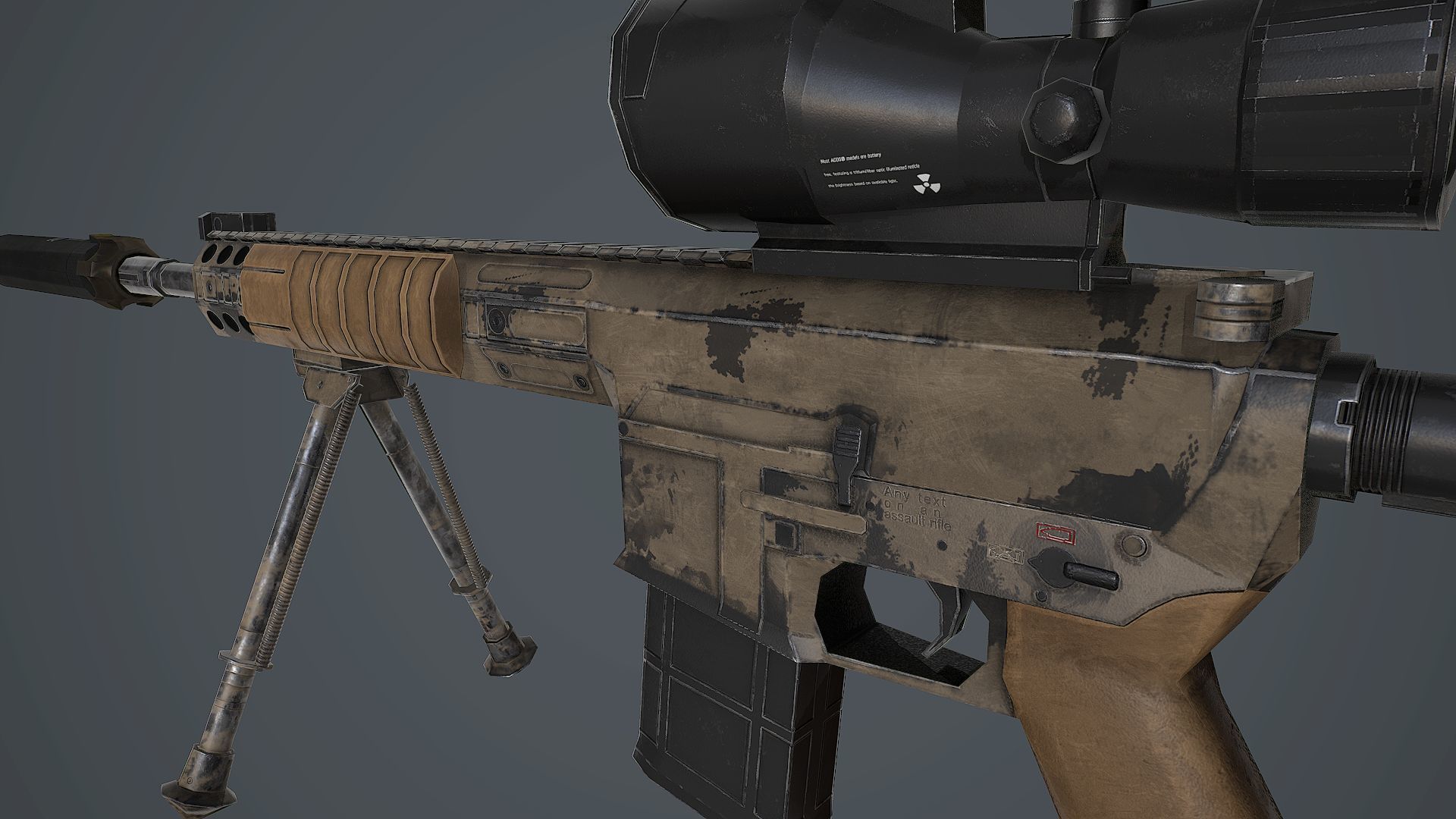 L129A1 rifle with scope Low-poly 3D model_5