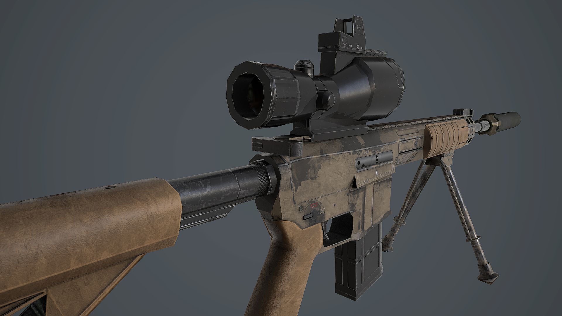 L129A1 rifle with scope Low-poly 3D model_2