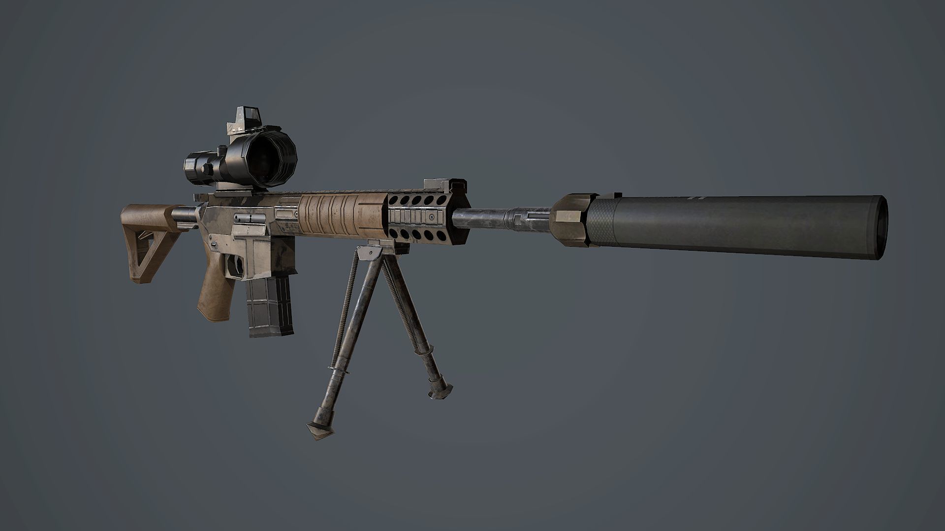 L129A1 rifle with scope Low-poly 3D model_1