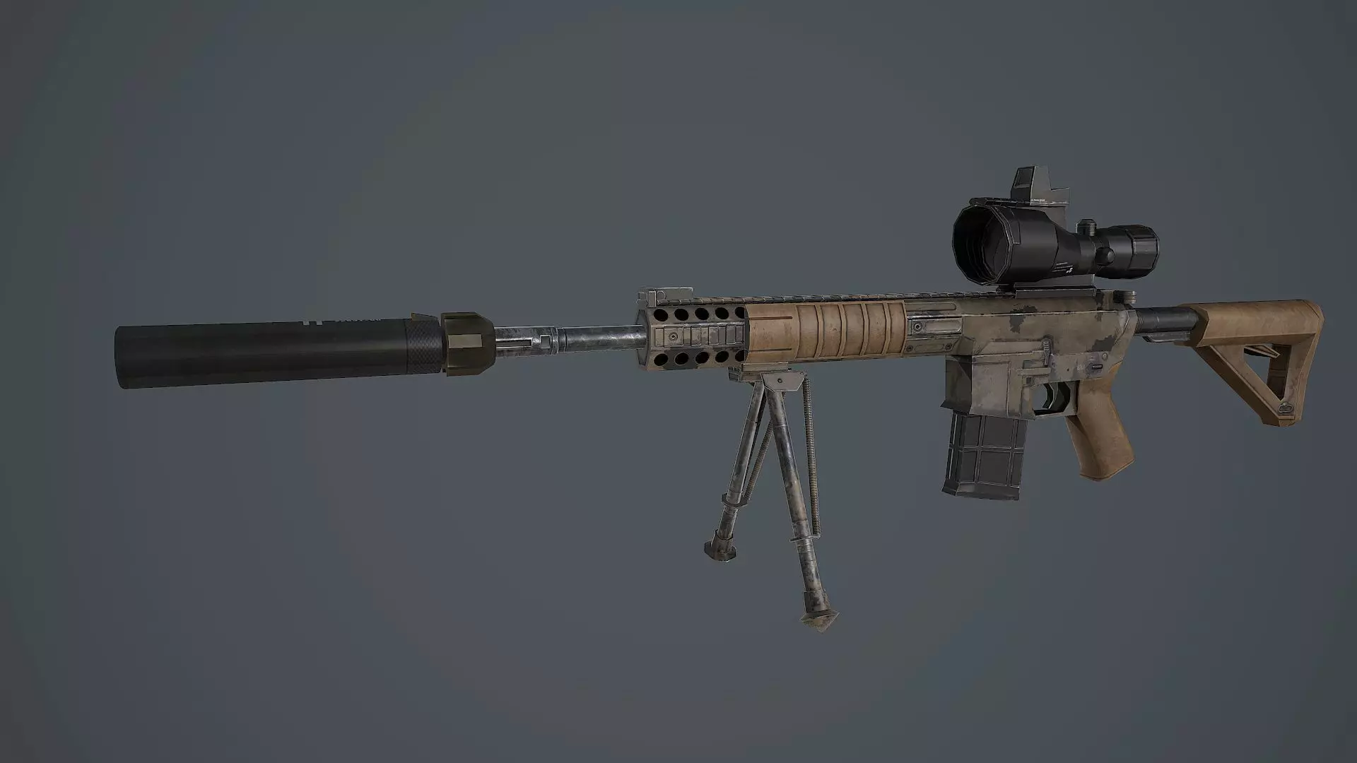 L129A1 rifle with scope Low-poly 3D model_0