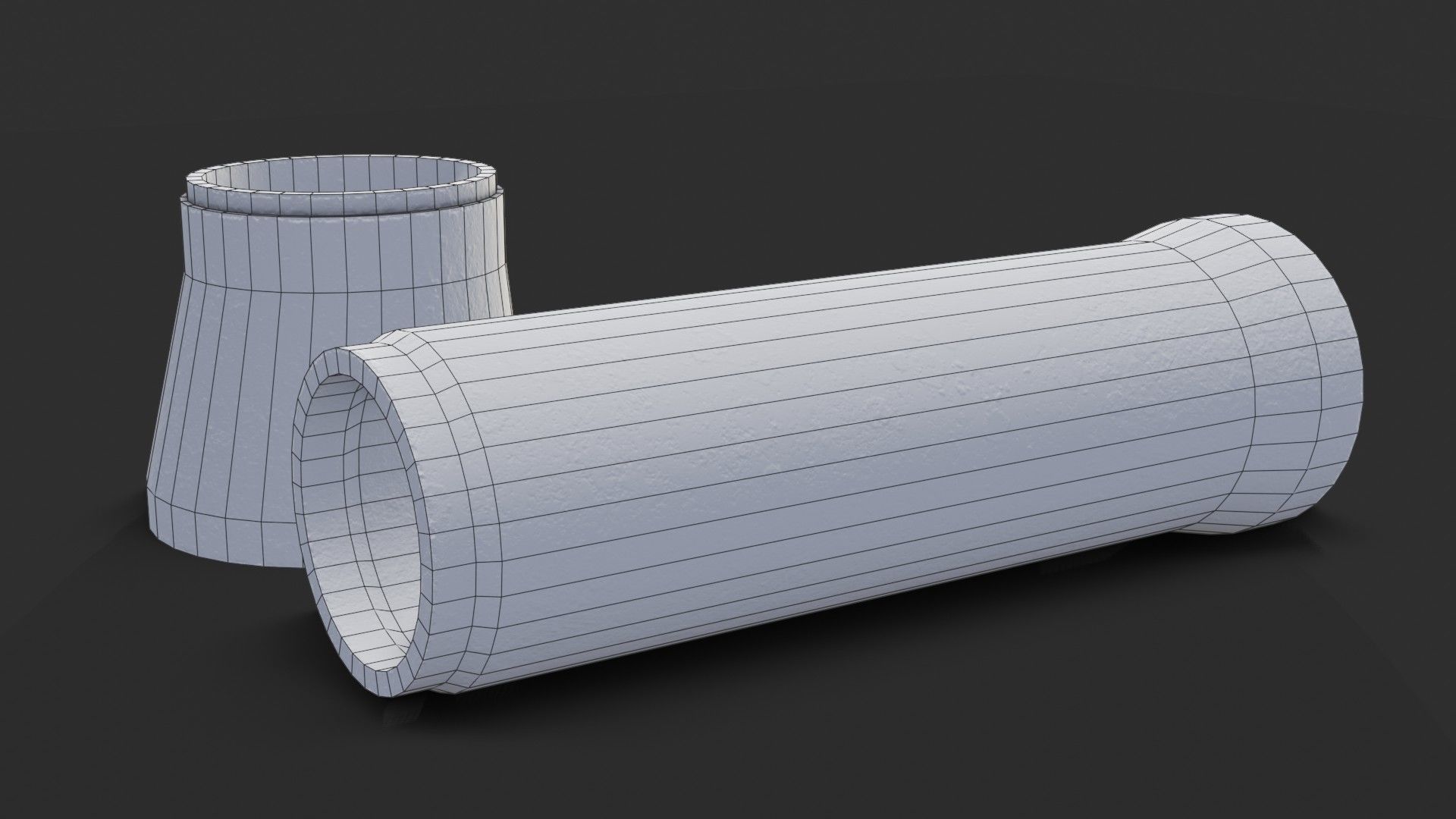 Concrete Pipe Set Low-poly 3D model_15