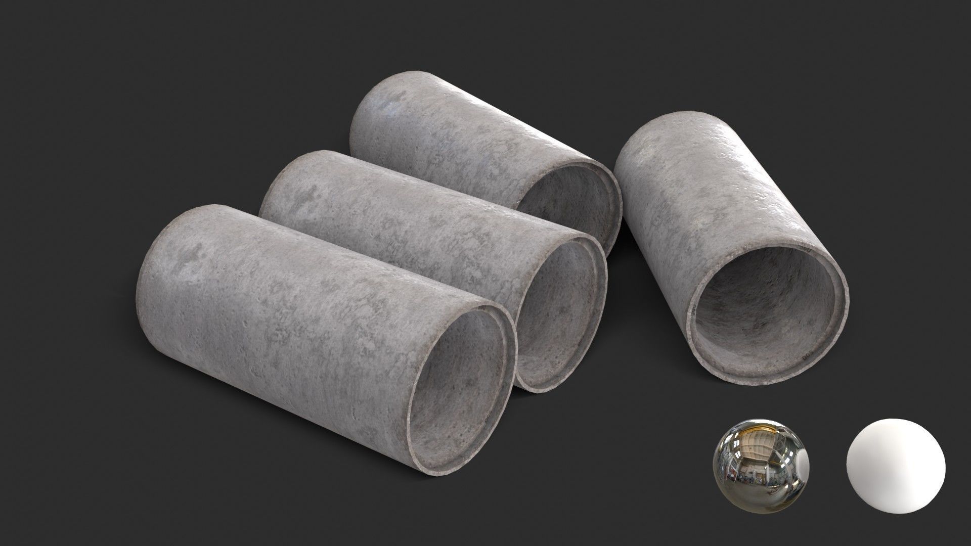 Concrete Pipe Set Low-poly 3D model_20