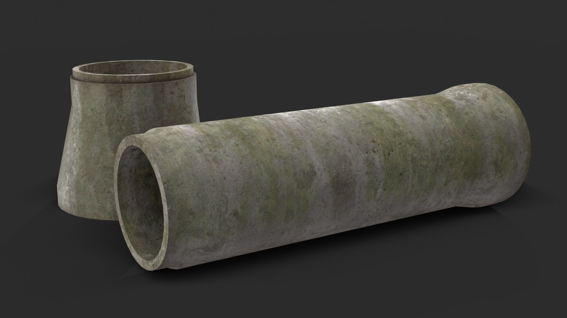 Concrete Pipe Set Low-poly 3D model_9