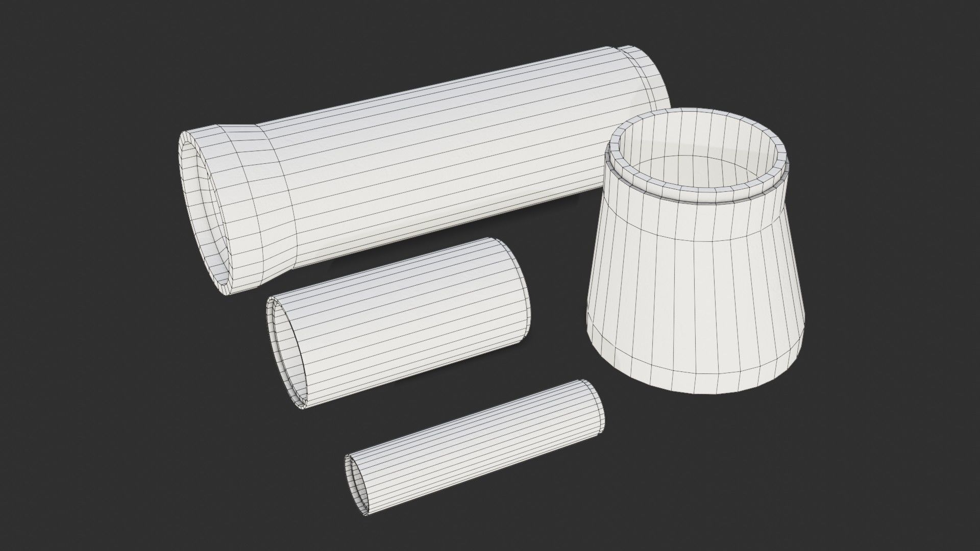 Concrete Pipe Set Low-poly 3D model_18