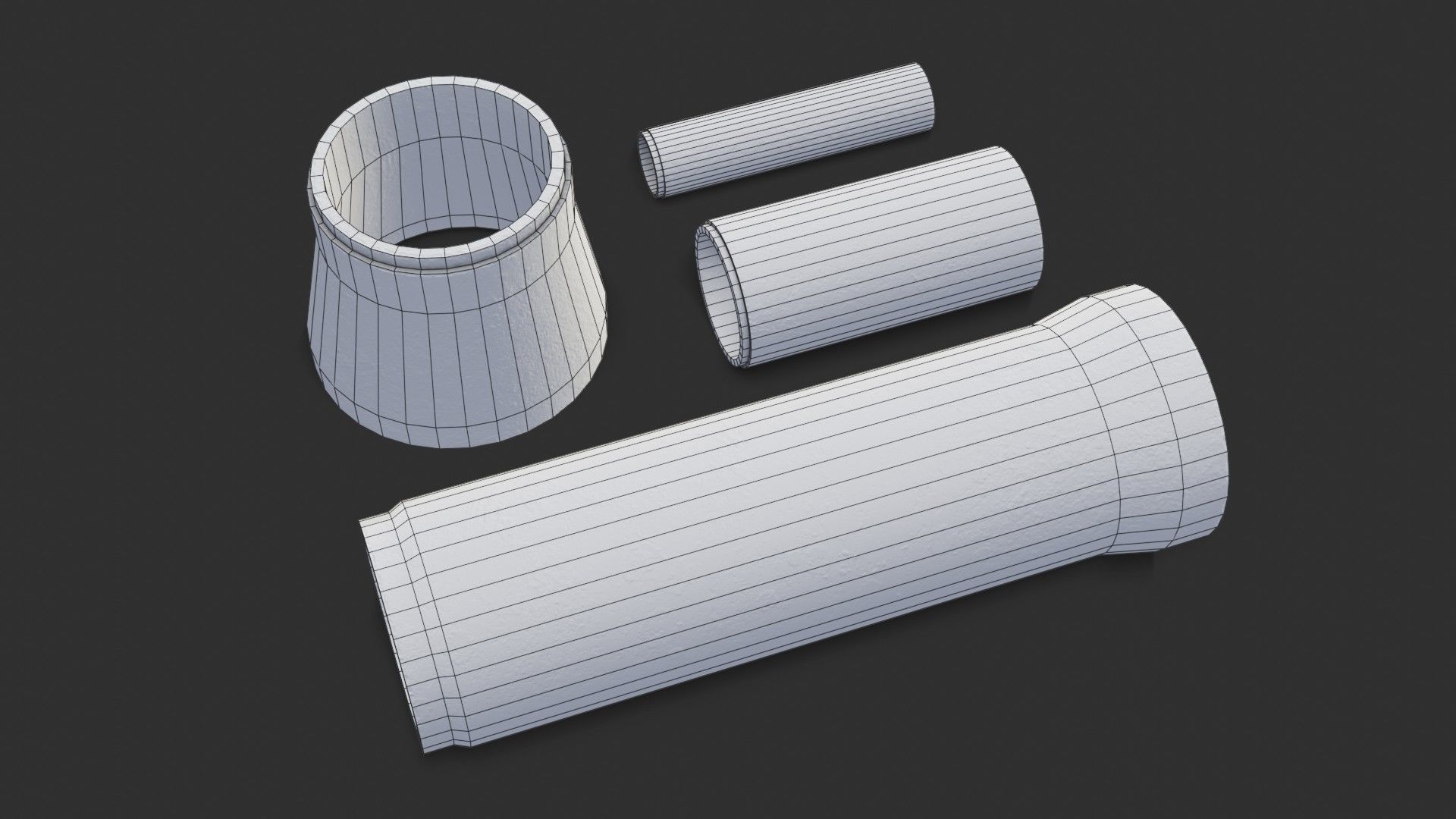 Concrete Pipe Set Low-poly 3D model_16