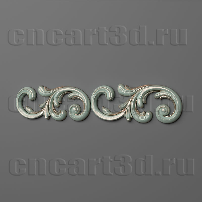 Onlay two ornate scrolls 3D print model_1