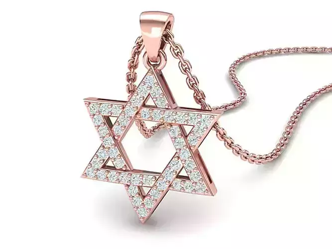 Diamond pendant  Star of David necklace 24mm 3dmodel