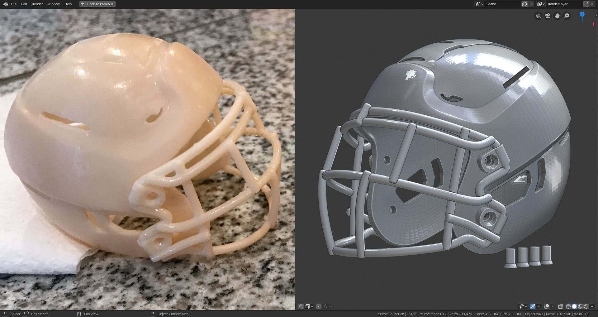 Modern Football Helmet Simplified 3D model 3D printable | CGTrader