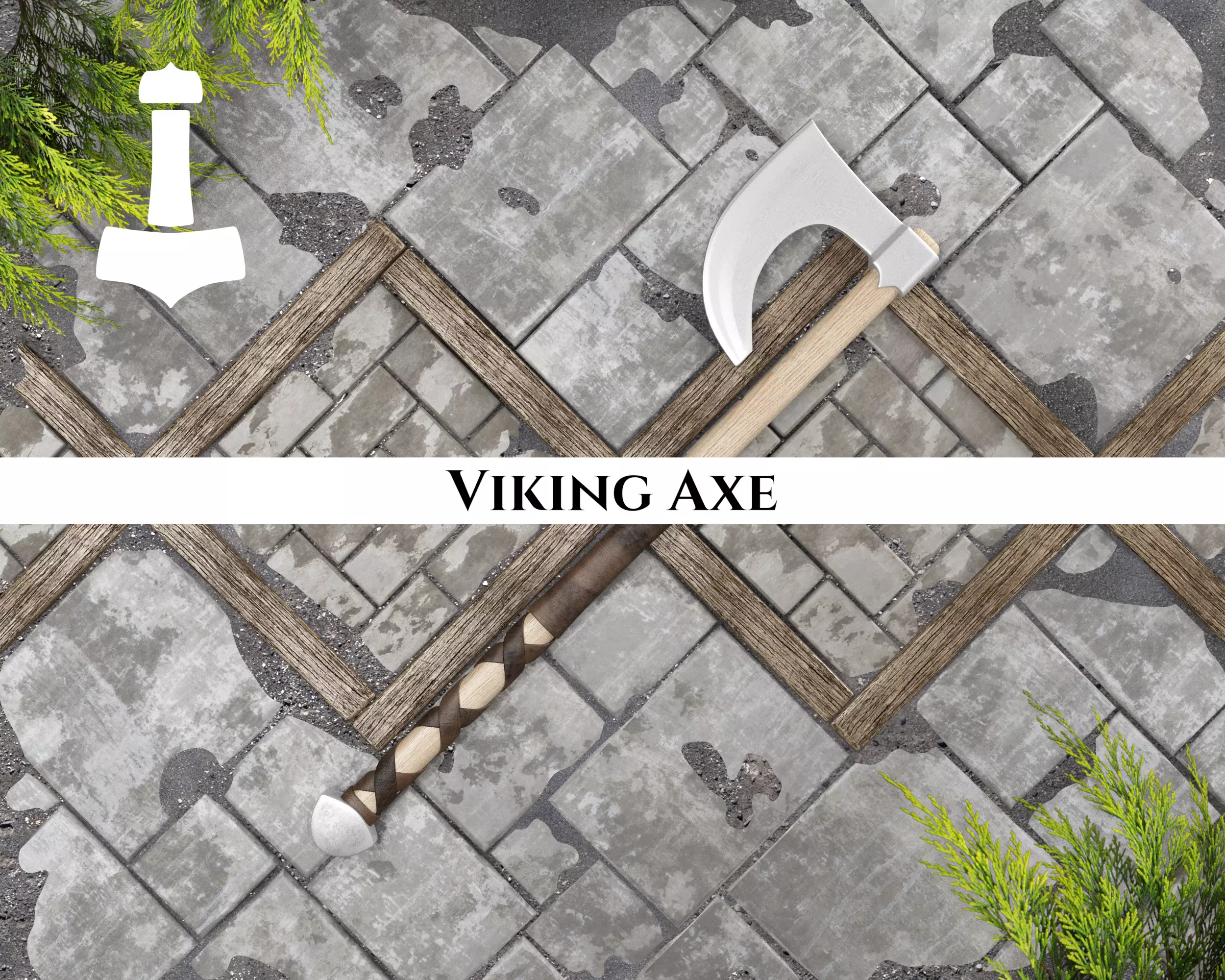 Ancient Viking Axe Low-poly 3D model_0