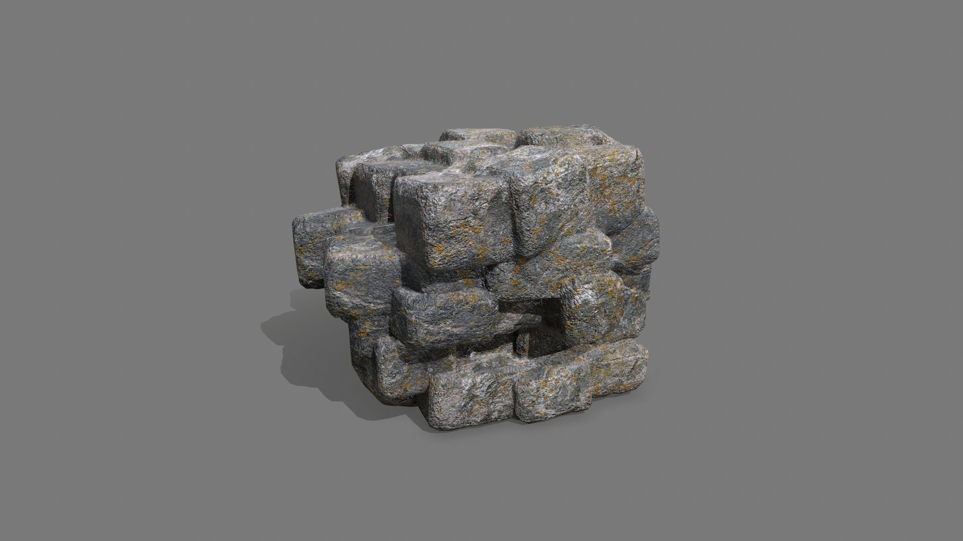 Stone Set piece of rock Low-poly 3D model_3