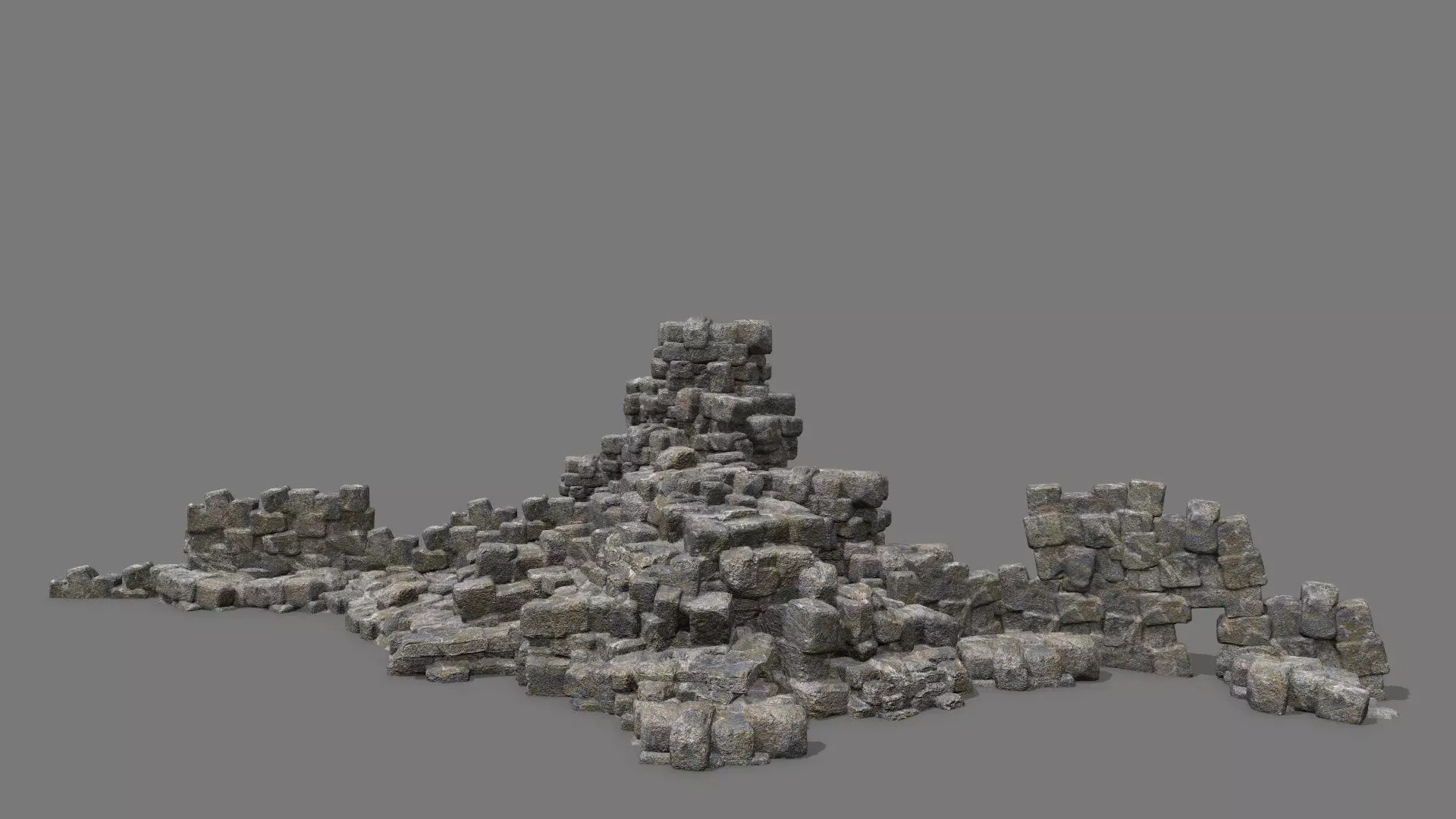 Stone Set piece of rock Low-poly 3D model_0