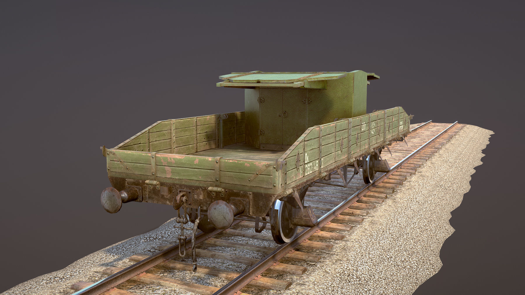 Armored Train SPU-BP railway anti-aircraft platform Low-poly 3D model_5