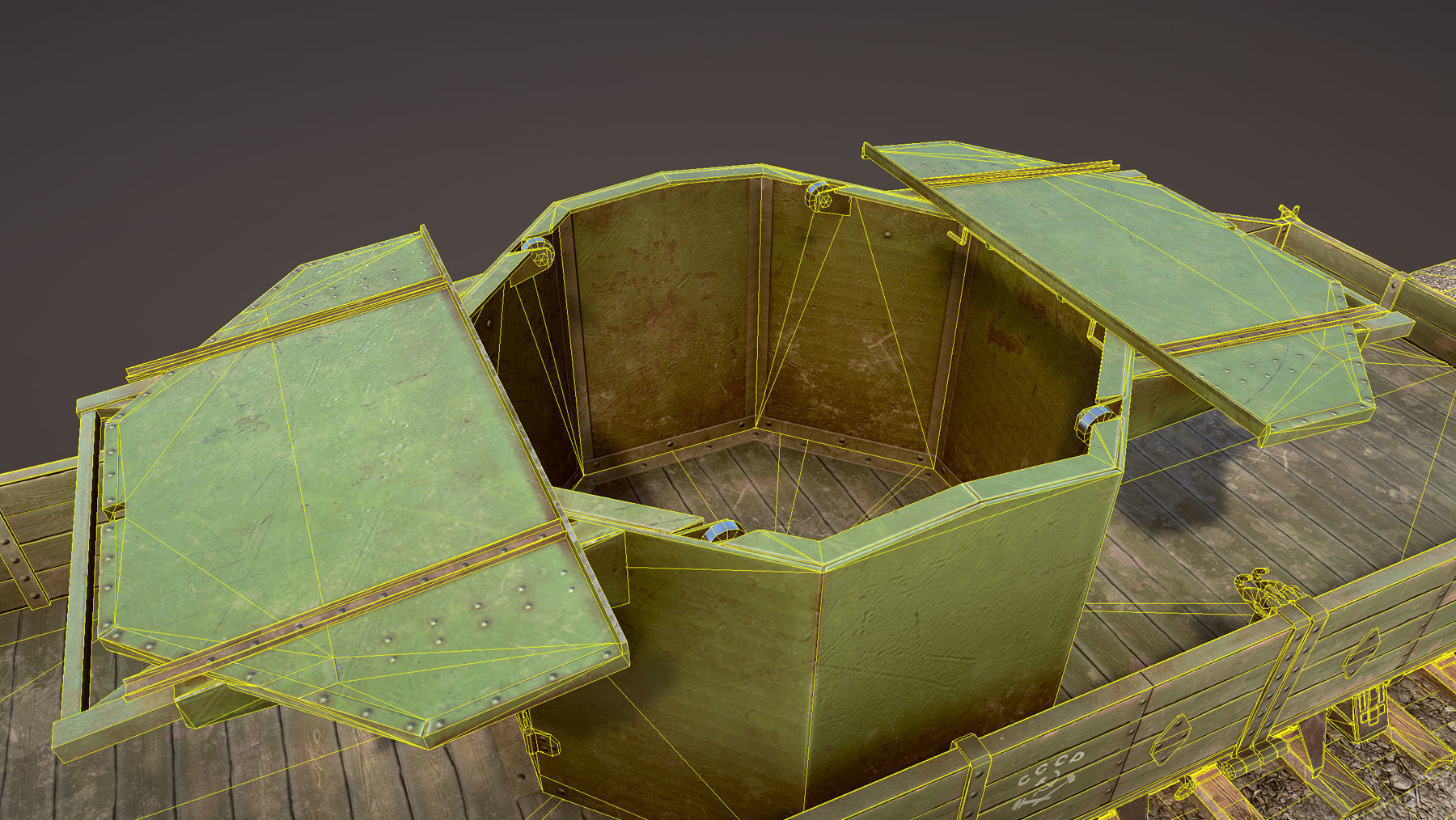 Armored Train SPU-BP railway anti-aircraft platform Low-poly 3D model_28