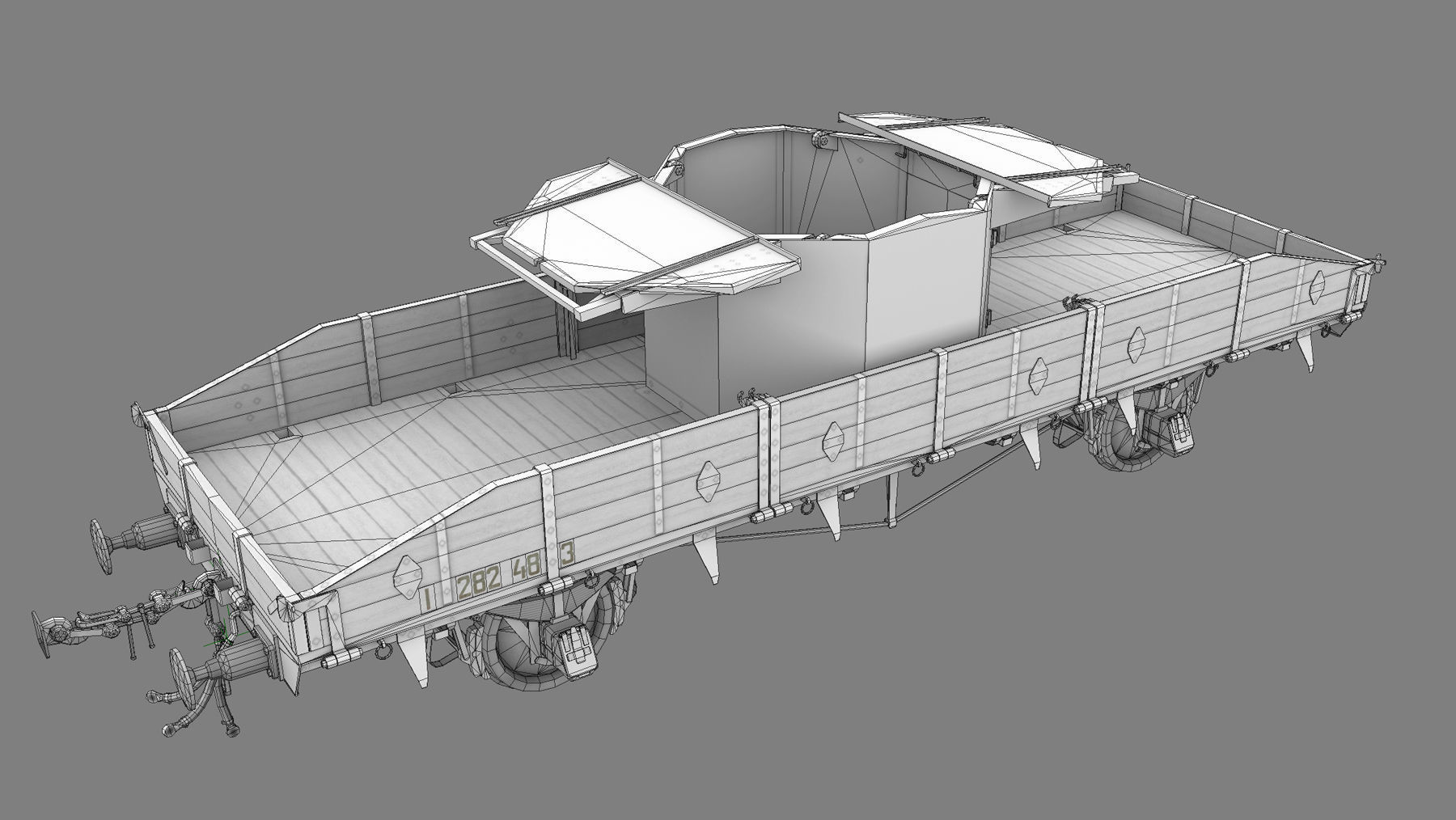 Armored Train SPU-BP railway anti-aircraft platform Low-poly 3D model_32