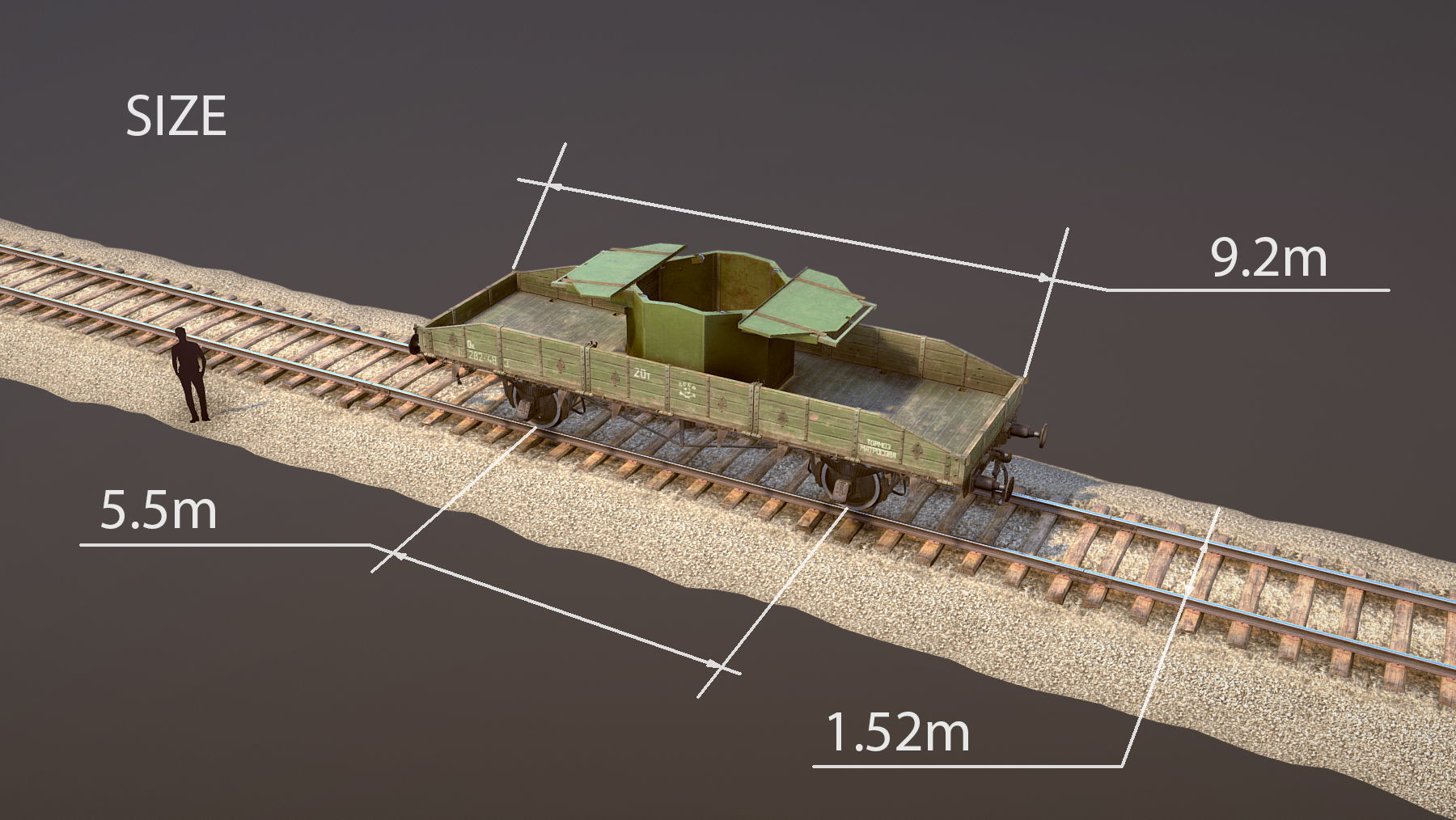Armored Train SPU-BP railway anti-aircraft platform Low-poly 3D model_19