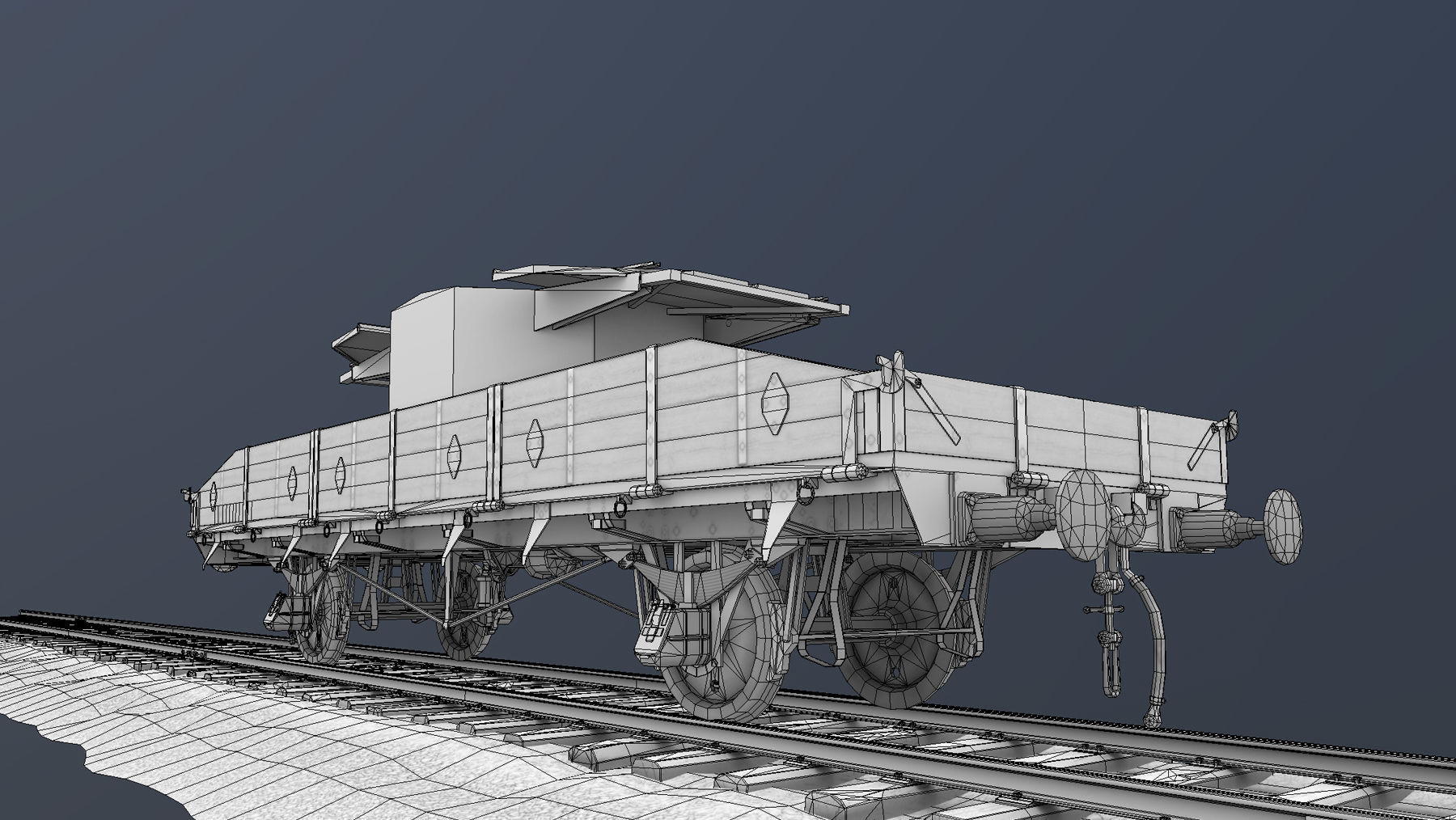 Armored Train SPU-BP railway anti-aircraft platform Low-poly 3D model_29