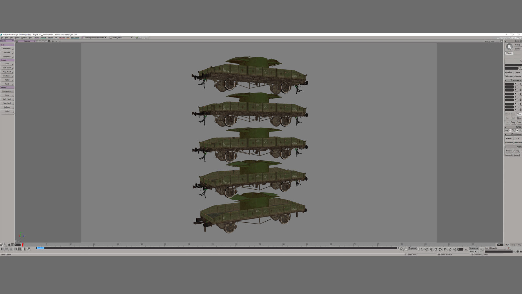 Armored Train SPU-BP railway anti-aircraft platform Low-poly 3D model_36