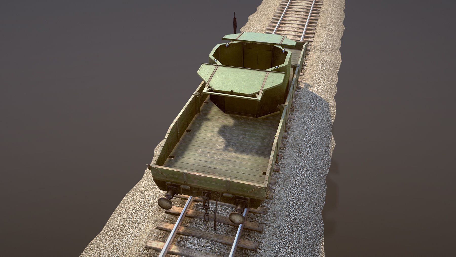 Armored Train SPU-BP railway anti-aircraft platform Low-poly 3D model_11