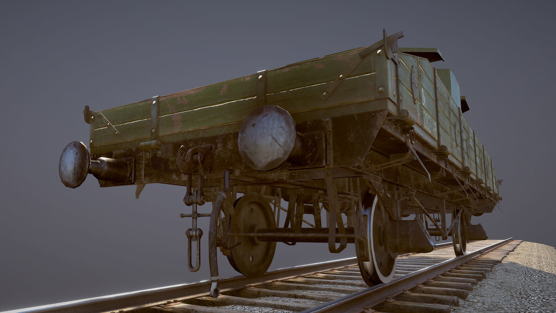 Armored Train SPU-BP railway anti-aircraft platform Low-poly 3D model_17