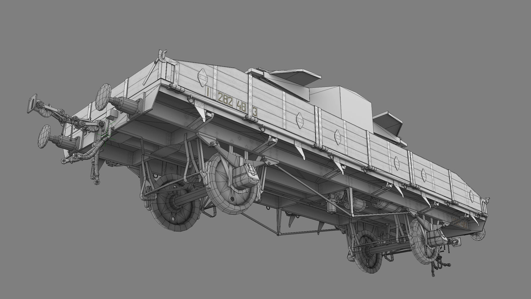 Armored Train SPU-BP railway anti-aircraft platform Low-poly 3D model_34