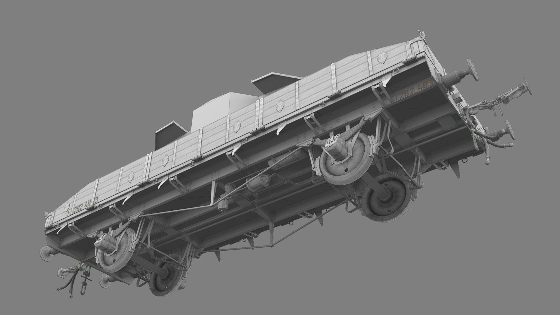 Armored Train SPU-BP railway anti-aircraft platform Low-poly 3D model_31