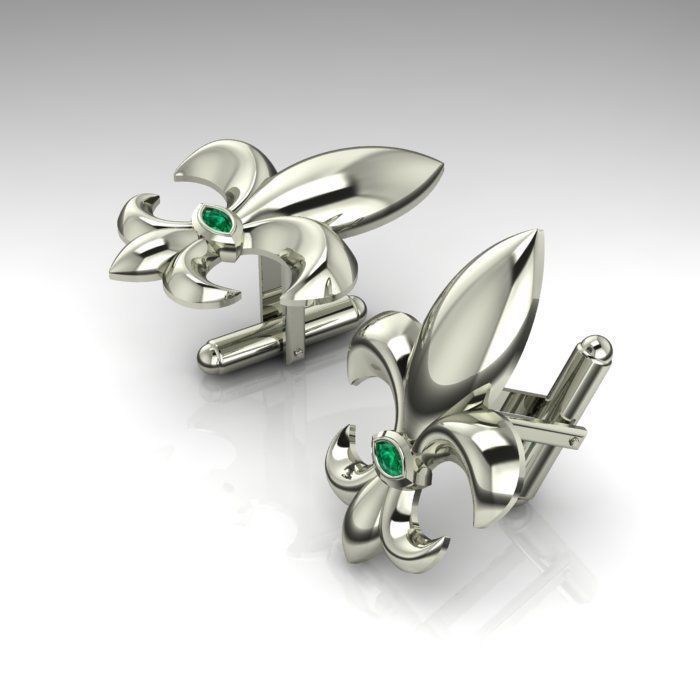 Cufflinks with fleur de lis 001 3D print model_19