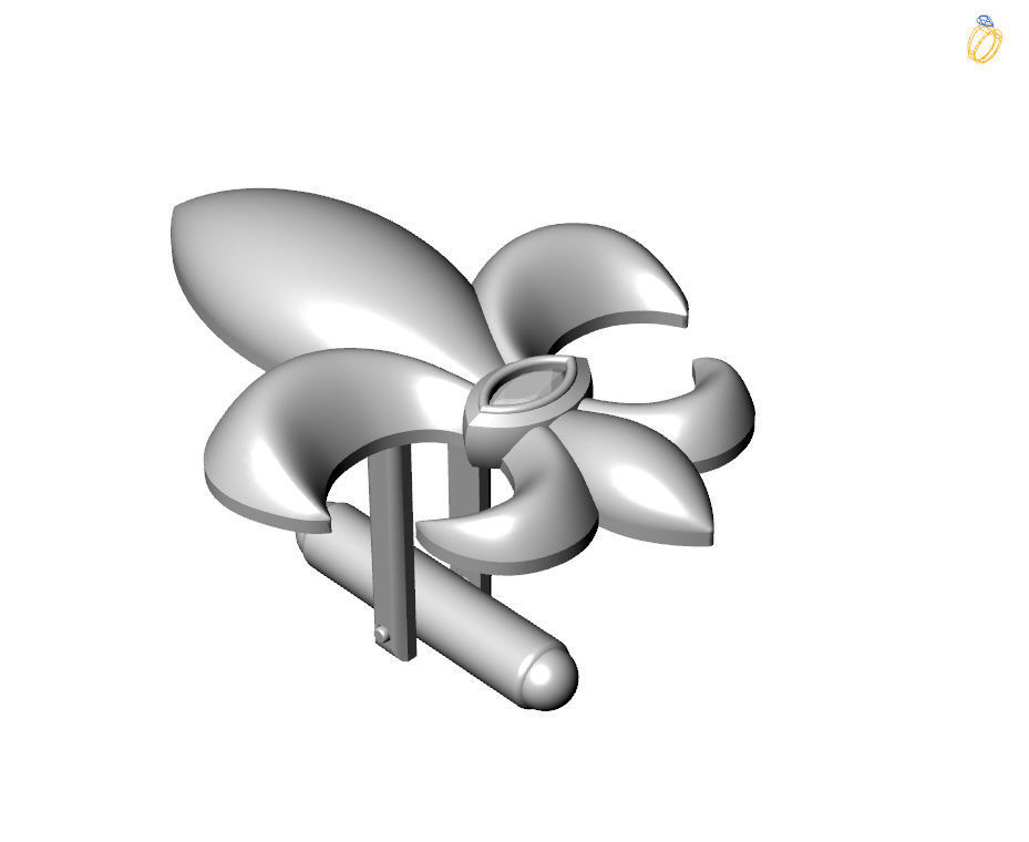 Cufflinks with fleur de lis 001 3D print model_24
