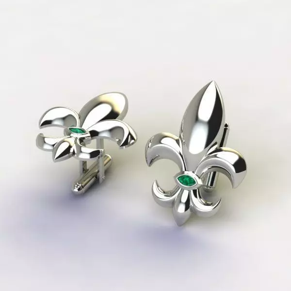 Cufflinks with fleur de lis 001 3D print model_0