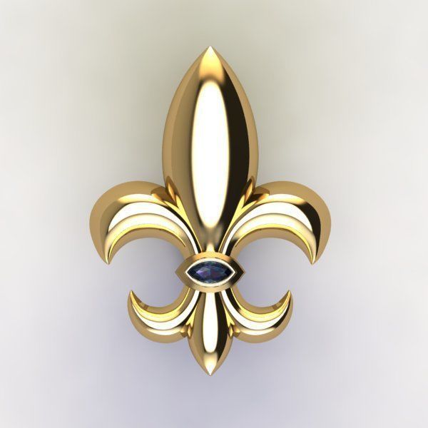 Cufflinks with fleur de lis 001 3D print model_8