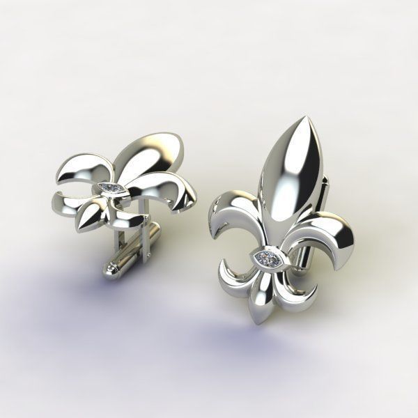 Cufflinks with fleur de lis 001 3D print model_5