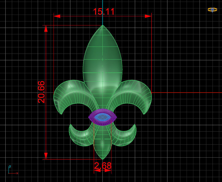 Cufflinks with fleur de lis 001 3D print model_28