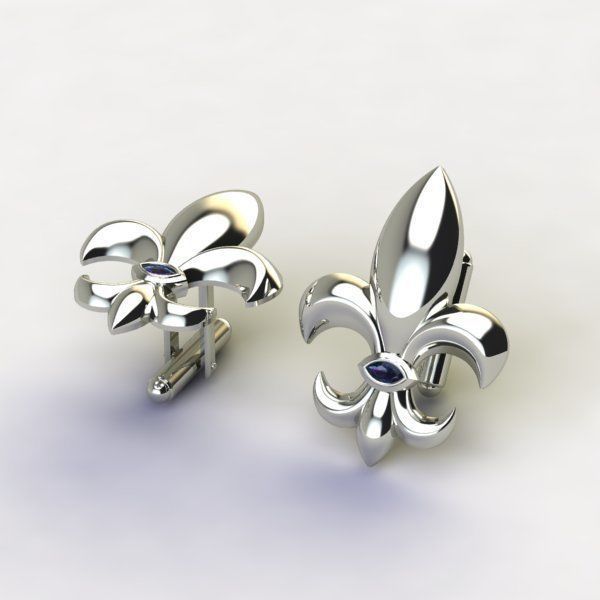 Cufflinks with fleur de lis 001 3D print model_15