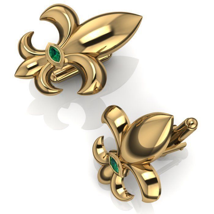 Cufflinks with fleur de lis 001 3D print model_22