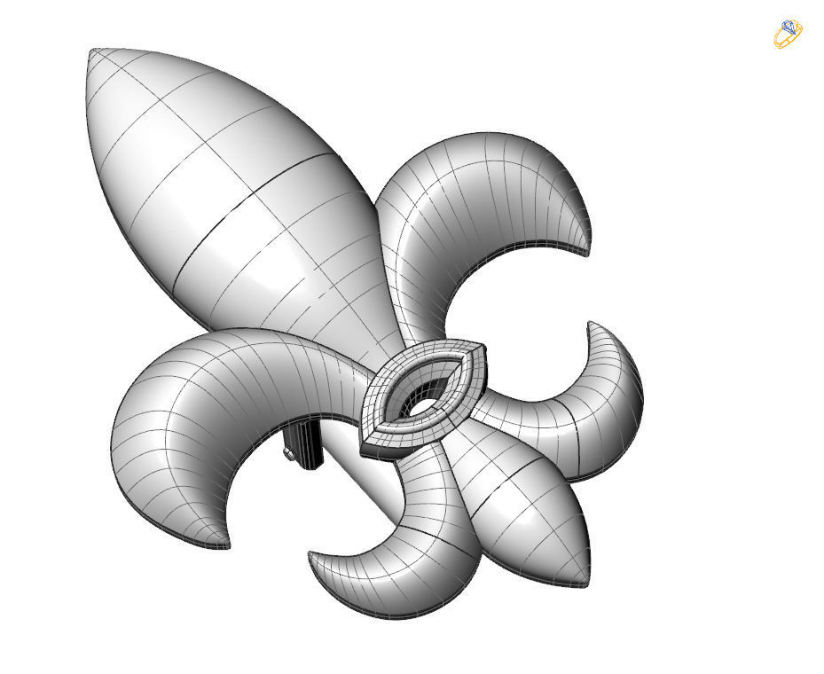 Cufflinks with fleur de lis 001 3D print model_27