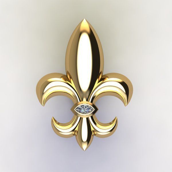 Cufflinks with fleur de lis 001 3D print model_12