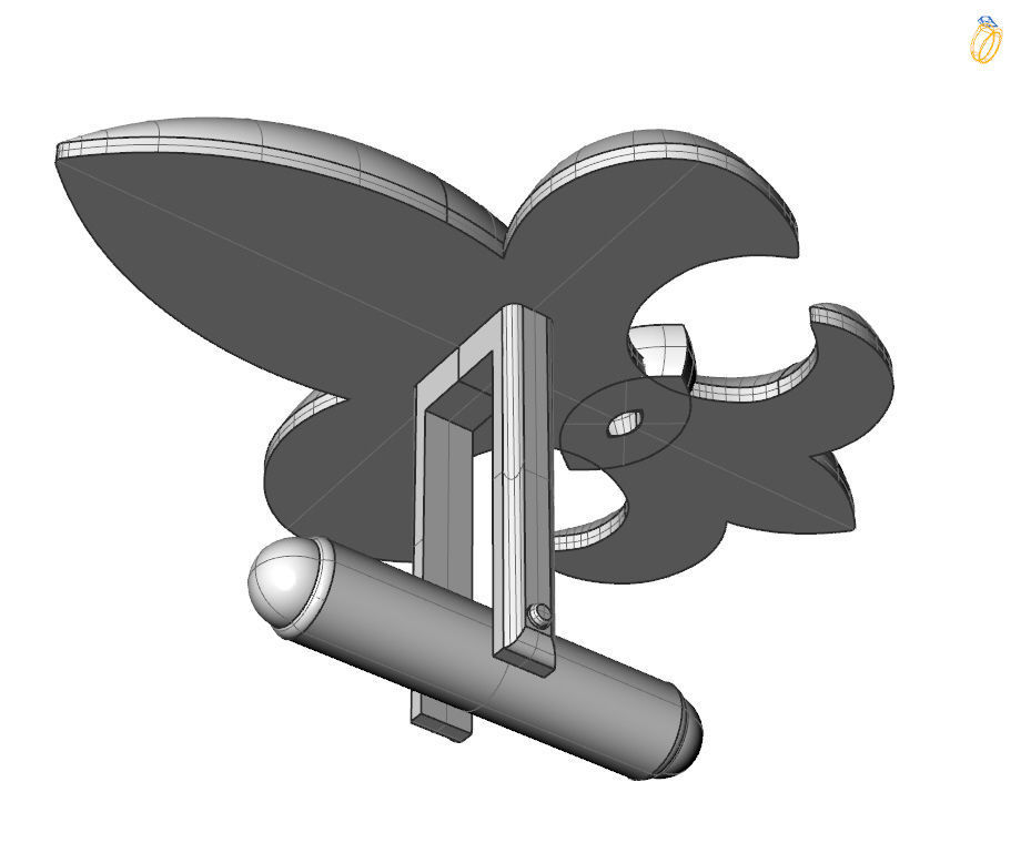 Cufflinks with fleur de lis 001 3D print model_26