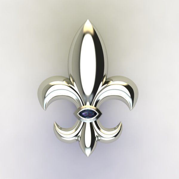 Cufflinks with fleur de lis 001 3D print model_7