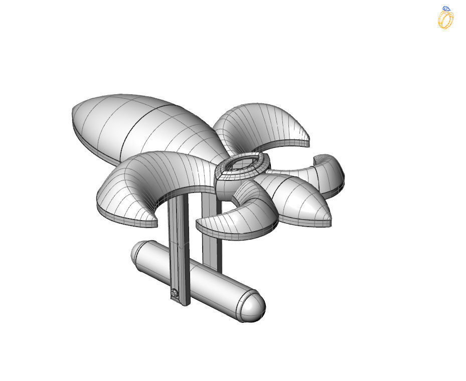 Cufflinks with fleur de lis 001 3D print model_25