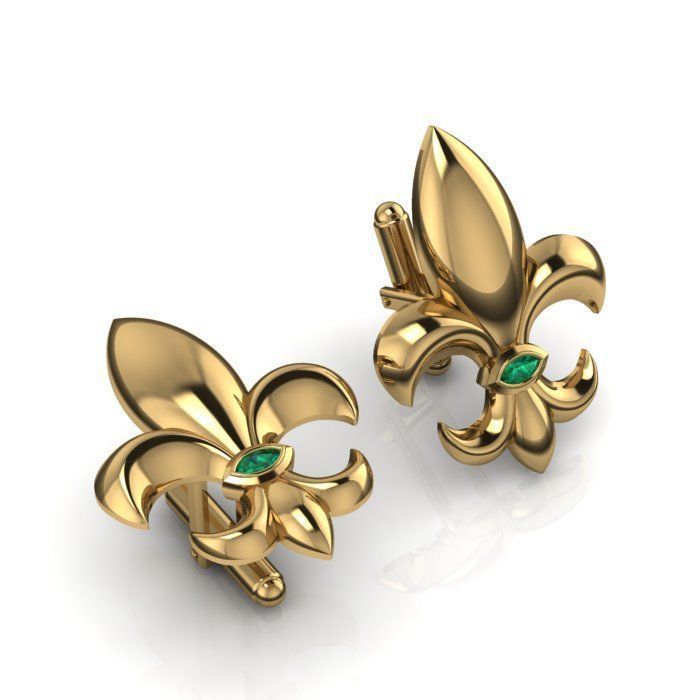 Cufflinks with fleur de lis 001 3D print model_21