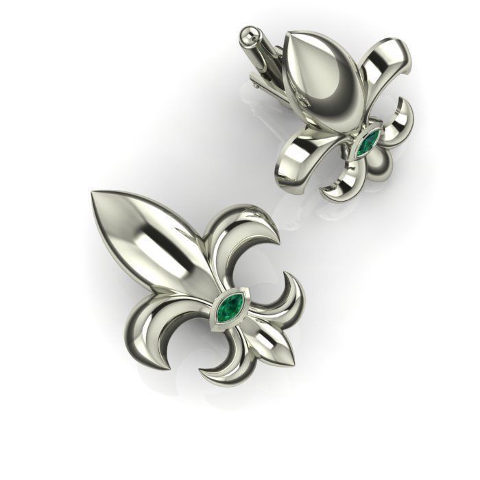 Cufflinks with fleur de lis 001 3D print model_20