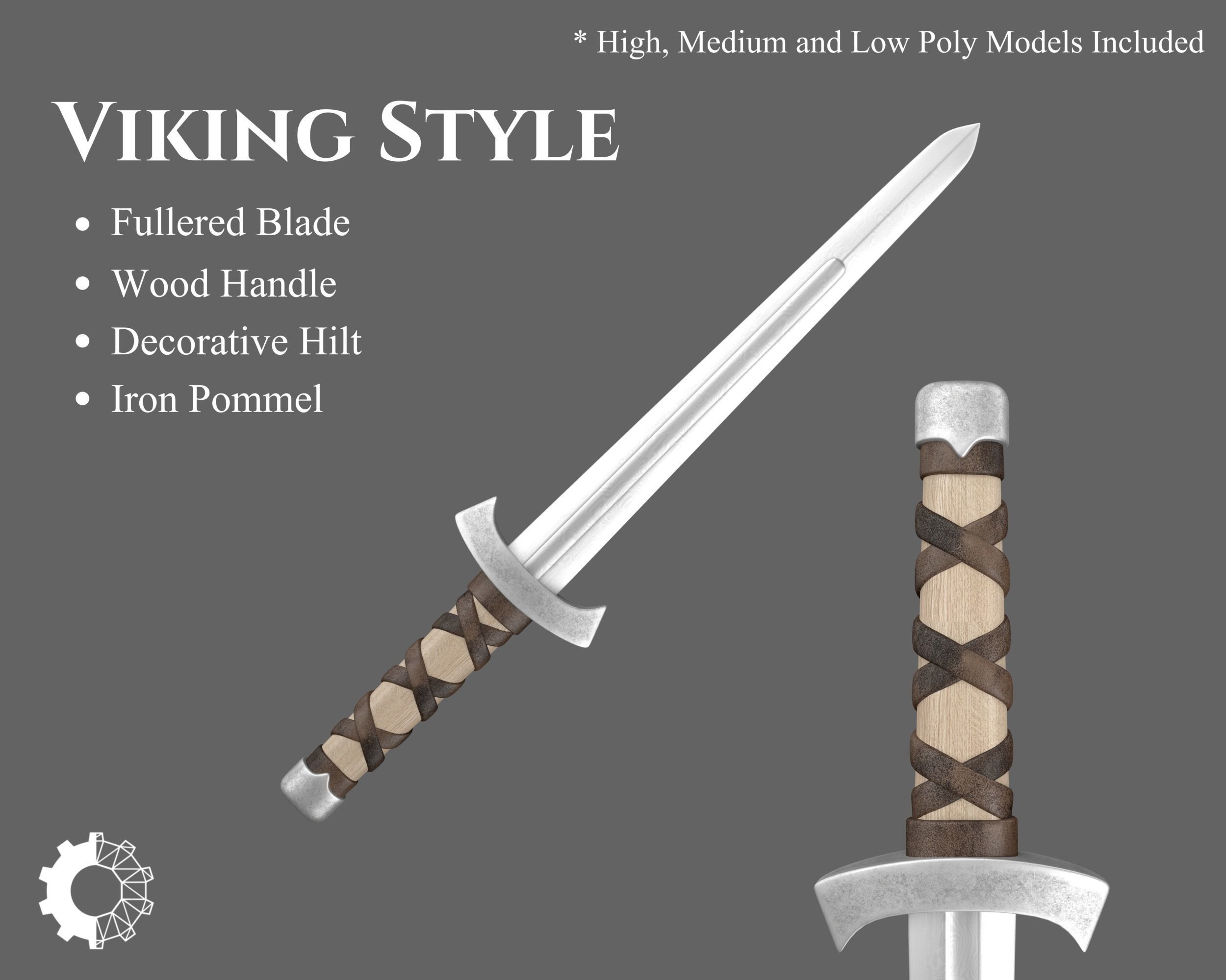Ancient Viking Dagger Low-poly 3D model_1