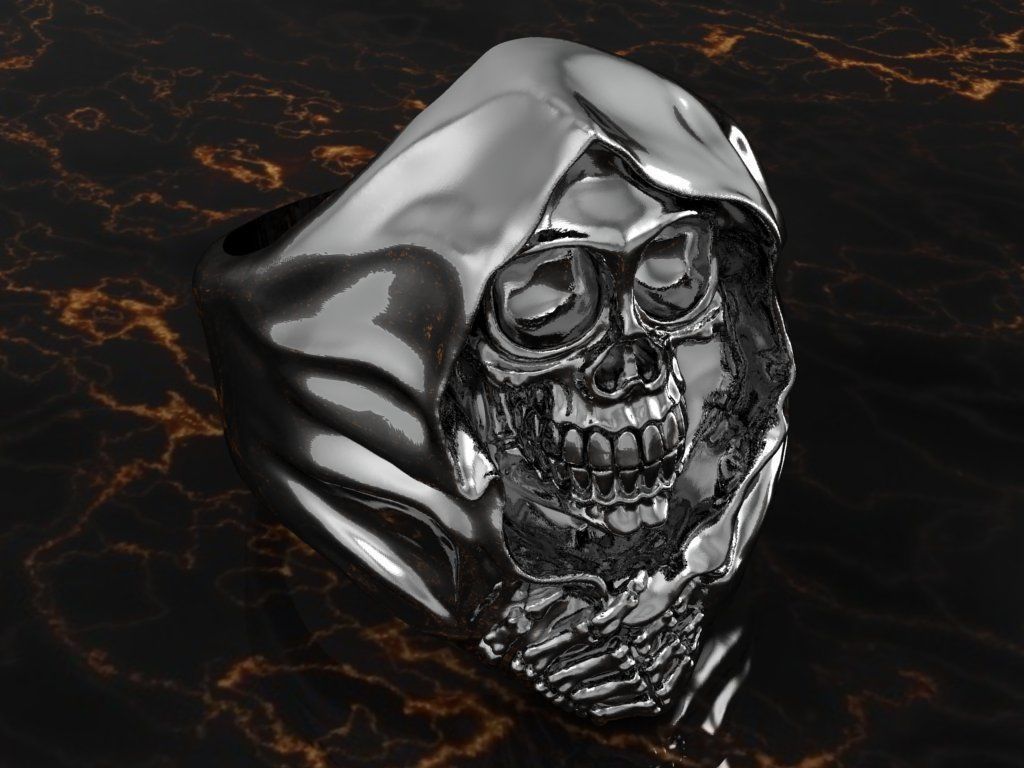 3D printable model skull hooded ring 3D print model_1