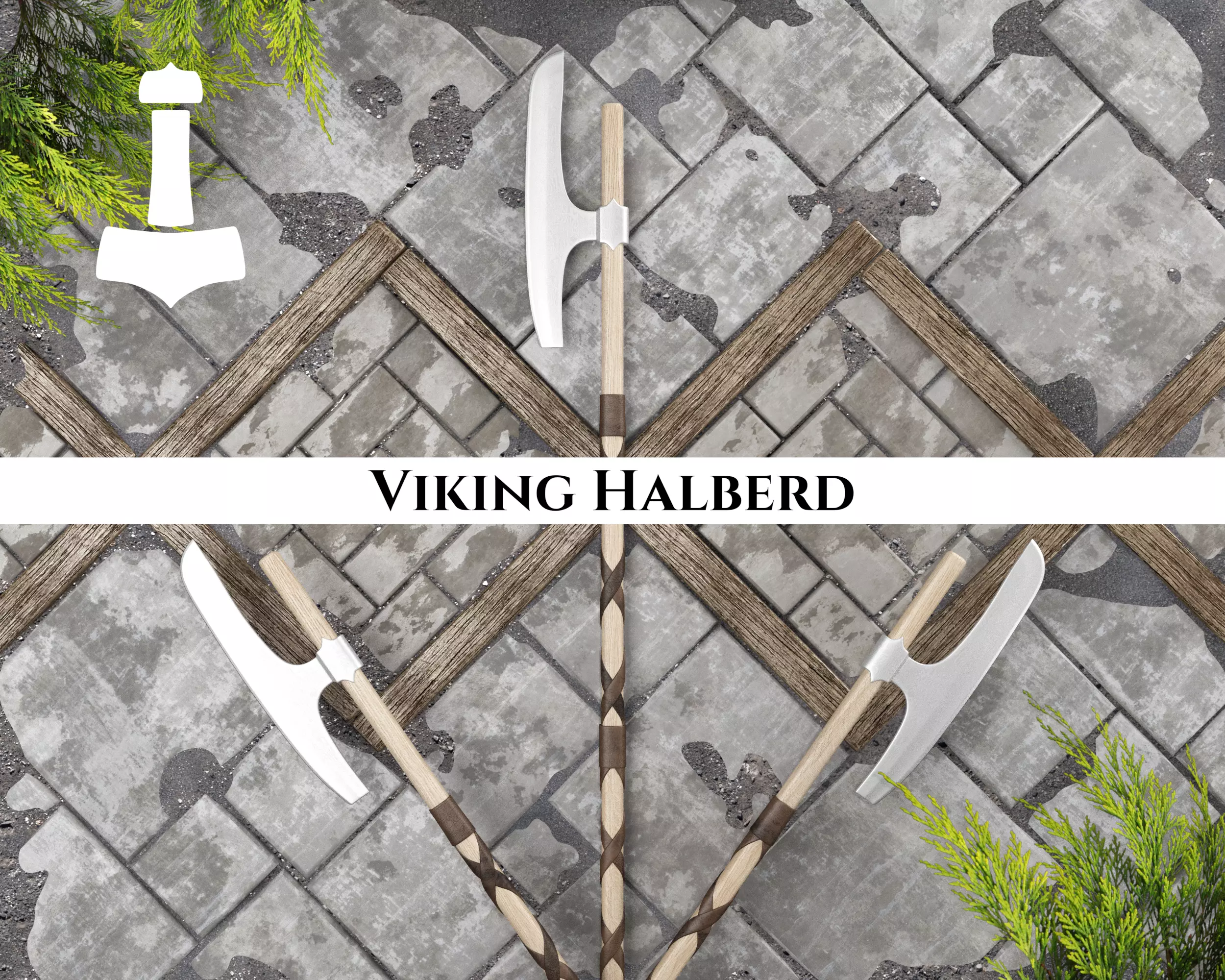 Ancient Viking Halberd Low-poly 3D model_0