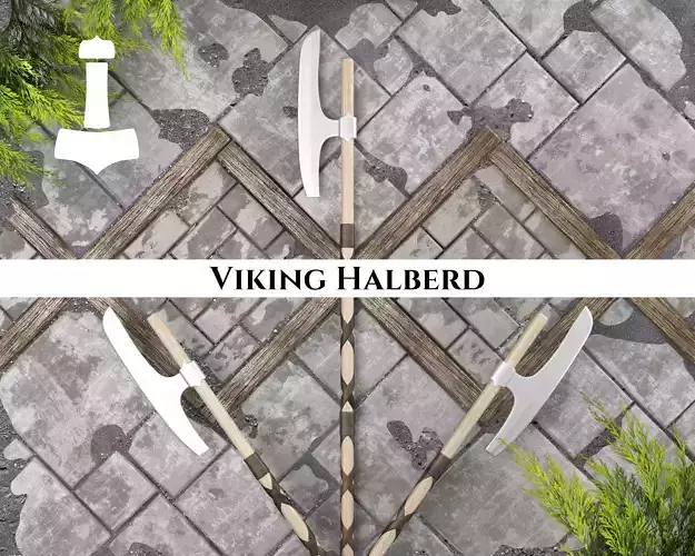 Ancient Viking Halberd Low-poly 3D model