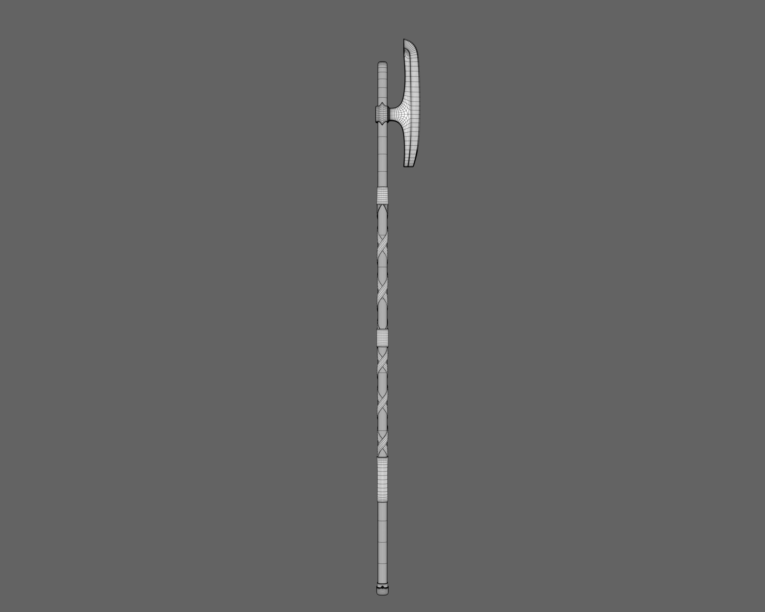 Ancient Viking Halberd Low-poly 3D model_7