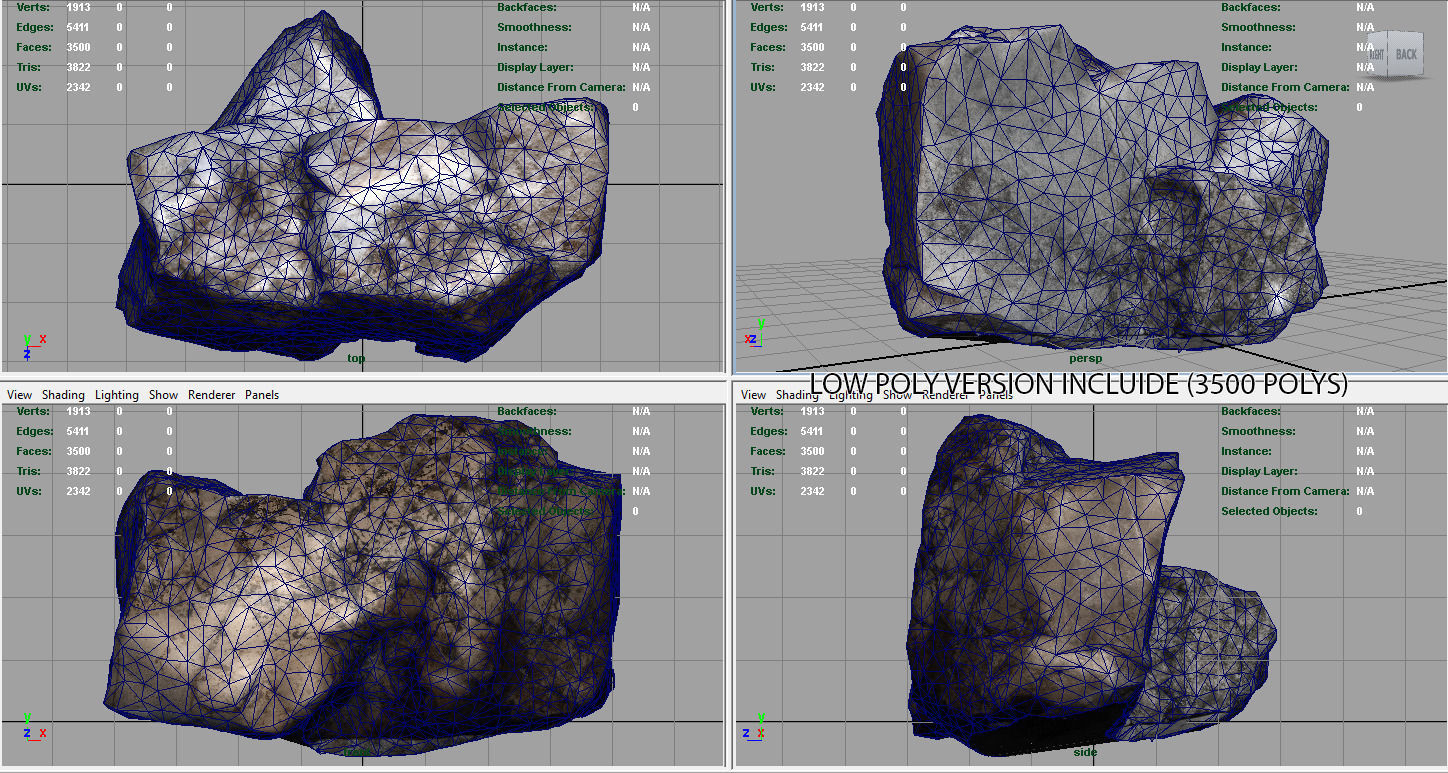 ROCK2 HIGH AND LOW POLY Low-poly 3D model_8