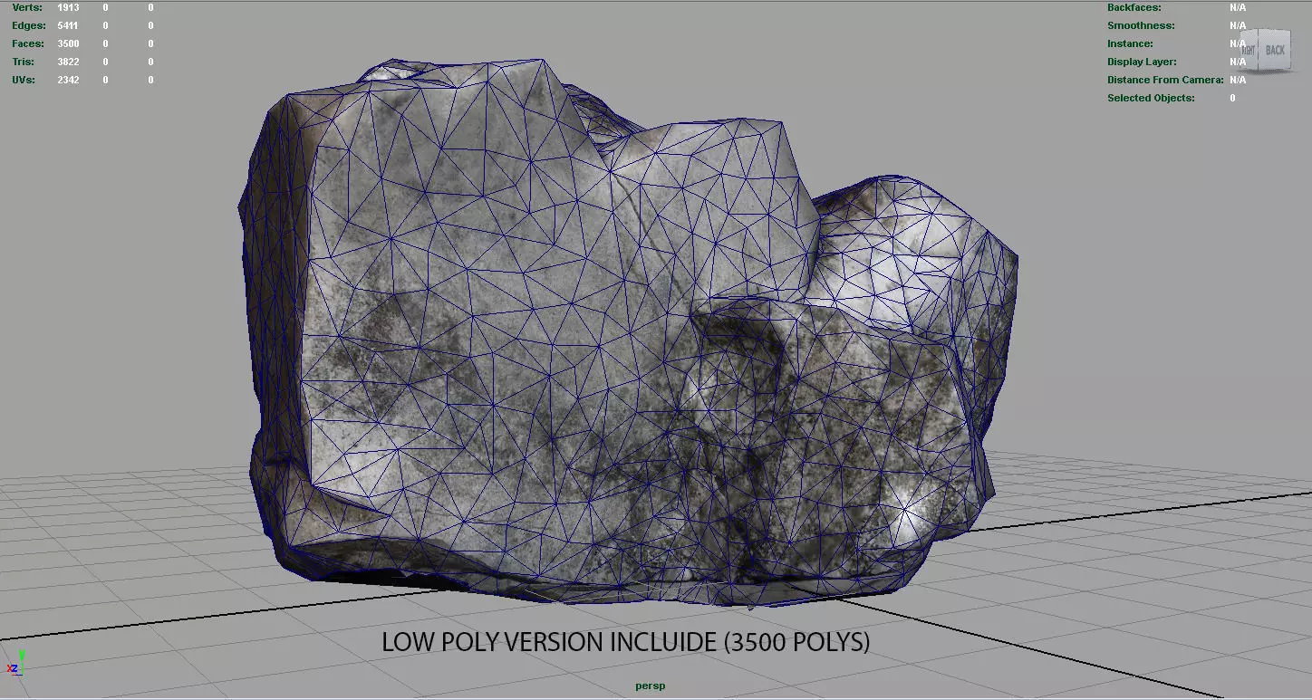 ROCK2 HIGH AND LOW POLY Low-poly 3D model_0