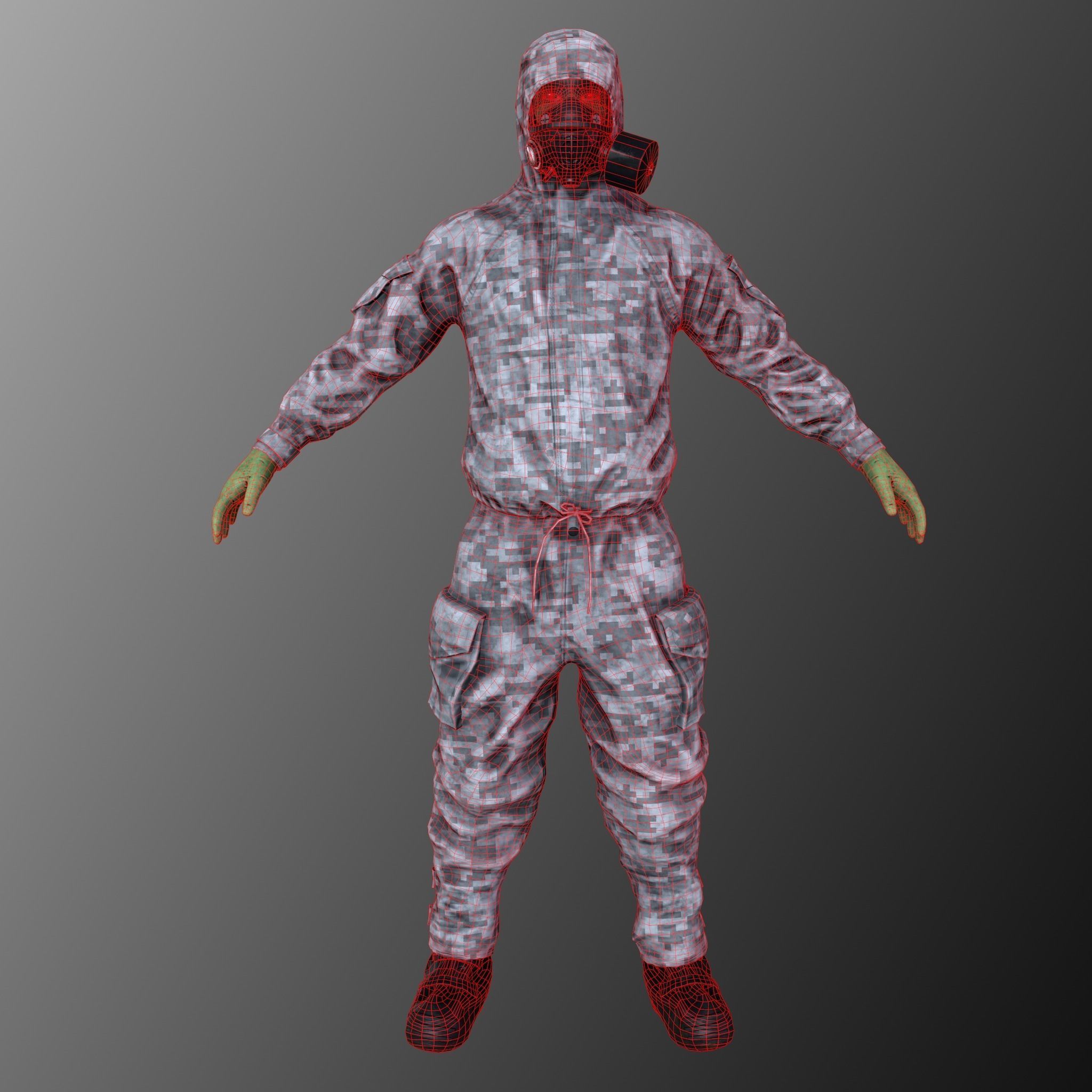 Hazmat Suit Low-poly 3D model_3